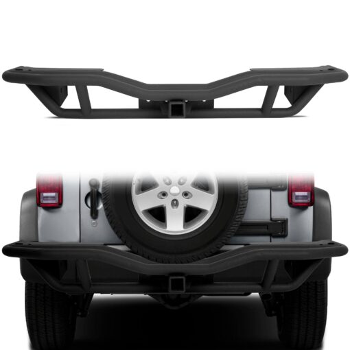 Black Textured Rear Bumper Guard for 2007-2018 Jeep Wrangler JK - Image 6