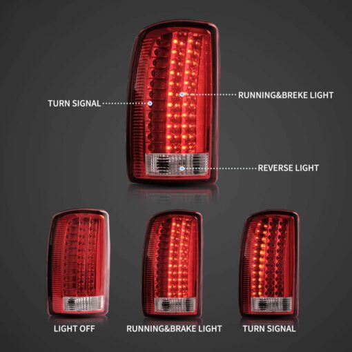 00-06 GMC Yukon Chevrolet Tahoe Suburban LED Tail Lights with Amber Turn Signal - Image 2