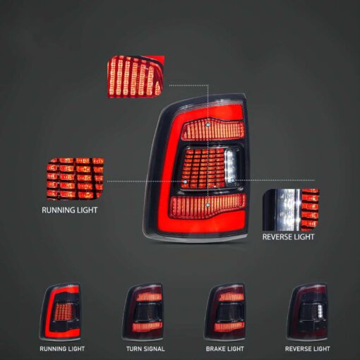 09-18 Dodge Ram 1500/2500/3500 II LED Tail Lights With Red Turn Signal - Image 2