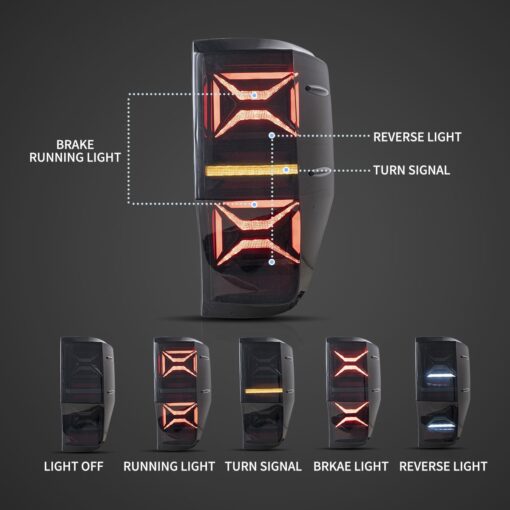 12-22 Ford Ranger 1th Gen (T6/P375) International II LED Tail Lights With Sequential Turn Signal - Image 3