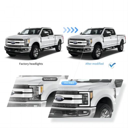 17-19 Ford F250 350 450 F550 Super Duty Full LED Headlights - Image 3