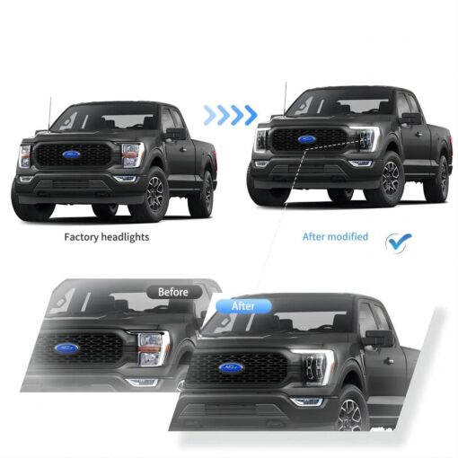 21-23 Ford F150 14th Gen Projector Full LED Matrix Headlights Upgrade - Image 2