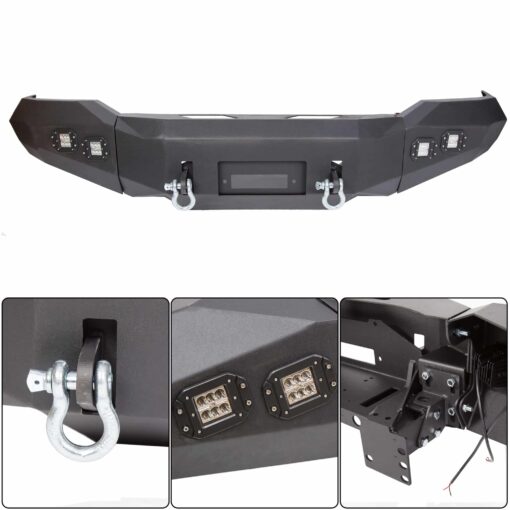 Offroad Front Bumper for 2007-2013 Toyota Tundra Steel Winch Black Powder - Image 3
