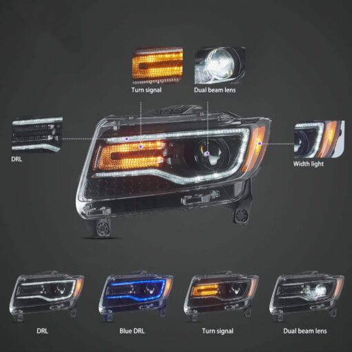 11-13 Jeep Grand Cherokee (WK2)  Headlights Full LED With Startup Animation/ Blue DRL - Image 4