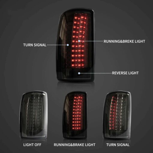 00-06 GMC Yukon Chevrolet Tahoe Suburban LED Tail Lights with Amber Turn Signal - Image 5
