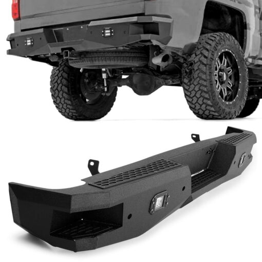 Heavy-Duty Rear Bumper Black For Chevy Silverado and GMC Sierra 1500 2007-2018 - Image 2