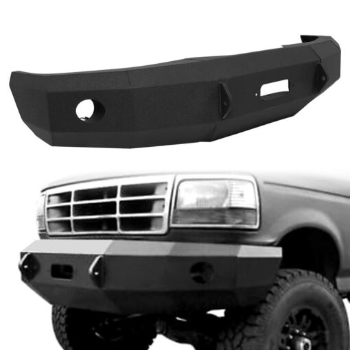 Modular Black Front Bumper for 1992-1996 Ford F-150 F-250 F-350 3-Piece Steel Base - Image 2