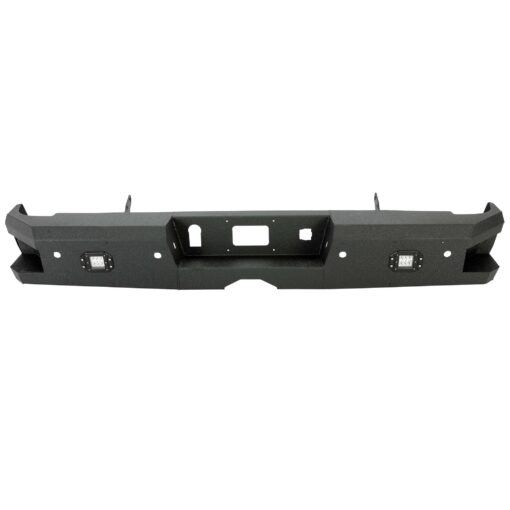 Off-Road Rear Bumper Heavy-duty Steel Compatible with 2014-2019 Chevy Silverado GMC Sierra 1500 2500 HD 3500 HD with 2 LED