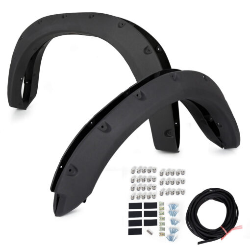 Black Fender Flares Cover Wheel Cover Protector Compatible with 2009-2018 Ram 1500 Pocket Rivet Style Bolt On 4Pc - Image 8