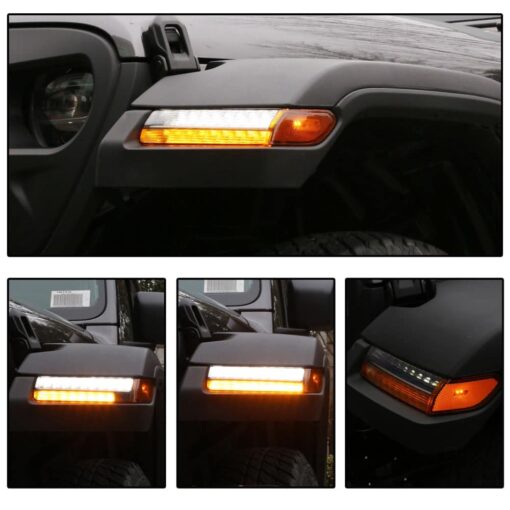 Clear LED Fender Daytime Running Turn Signal Lights For 2018-2020 Jeep Wrangler JL - Image 6
