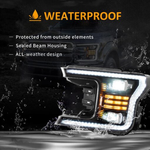 18-20 Ford F150 13th Gen Facelifted (Ⅱ) LED Dual Beam Projector HeadLights Black - Image 7