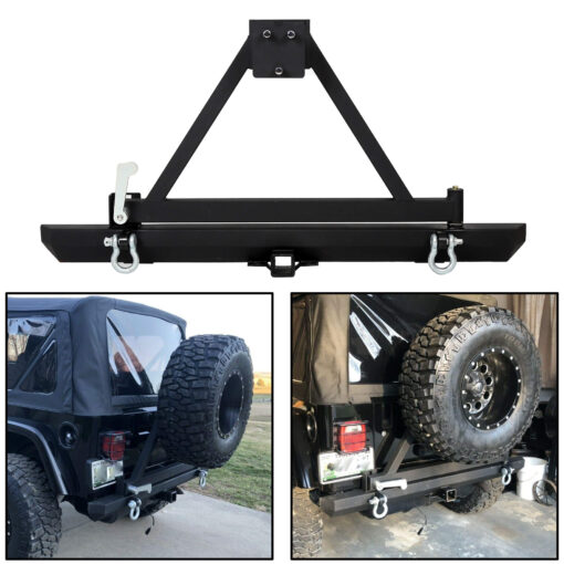 Rear Bumper for 1987-2006 Jeep Wrangler TJ YJ with Tire Carrier - Image 2