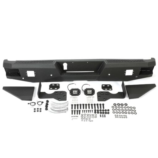 Off-road Rear Bumper Compatible with 2014-2021 Toyota Tundra 2WD/4WD with 2 LED Lights Powder Coated Steel - Image 7