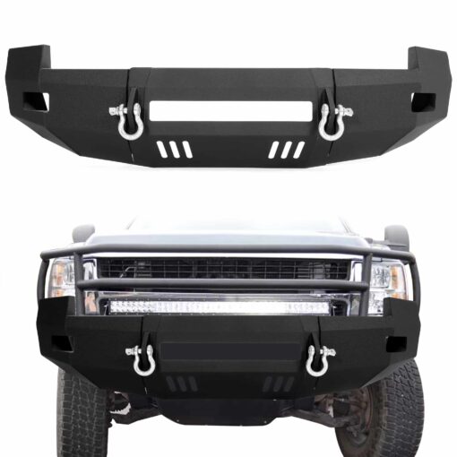 Front Bumper 3-Pieces with D-Rings Compatible with 2007-2010 Chevrolet Silverado 2500 3500 - Image 8