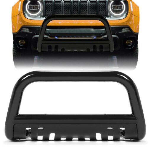 Electrophoresis Powder Coated Steel Bull Bar with Skid Plate Compatible with 2016-2022 Jeep Renegade - Image 4
