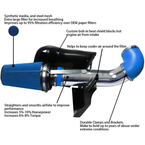 4″ Cold Air Intake Kit For 1999-2006 GMC Chevrolet 4.8L 5.3L 6.0L V8 Engine - Image 8