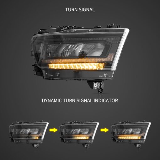 19-24 Dodge Ram 1500 5th Gen (DT) LED Reflection Bowl HeadLights Chrome - Image 9