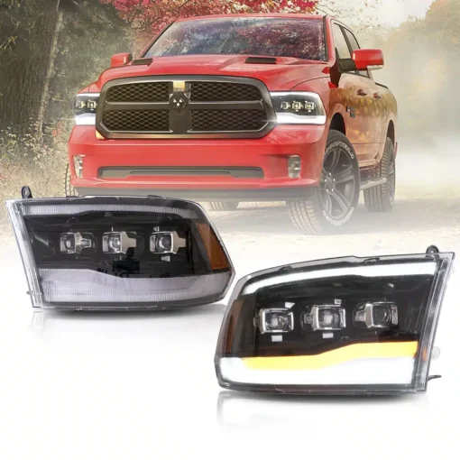 09-18 Dodge Ram 4th Gen 1500 2500 3500 LED Matrix Projector HeadLights Black