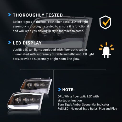09-18 Dodge Ram 4th Gen 1500 2500 3500 LED Matrix Projector HeadLights Black - Image 12
