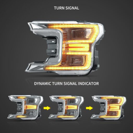 18-20 Ford F150 13th Gen LED Dual Beam Projector HeadLights With Start Up Animation Black - Image 17