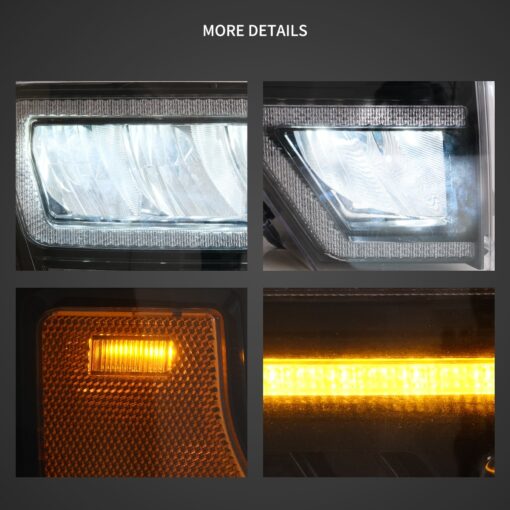 09-14 Ford F150 12th Gen LED Reflection Bowl HeadLights Chrome - Image 9