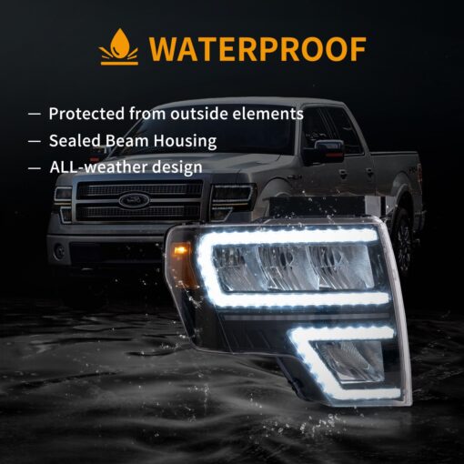 09-14 Ford F150 12th Gen LED Reflection Bowl HeadLights Chrome - Image 11