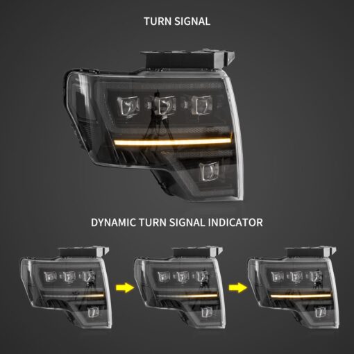 09-14 Ford F150 12th Gen LED Matrix Projector HeadLights Black - Image 11