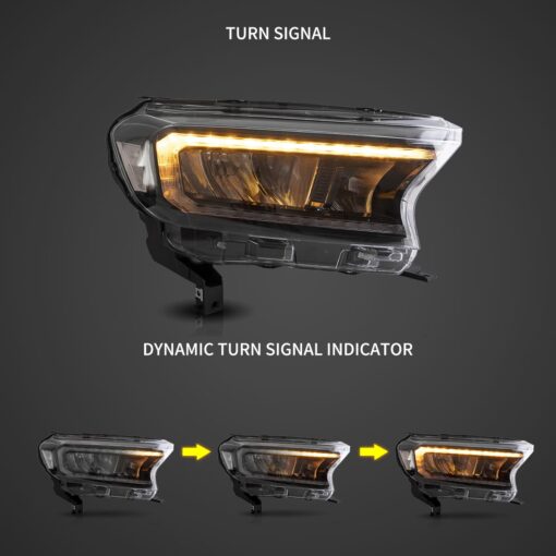 15-21 Ford Ranger 3th Gen P375 [International Types] LED Reflection Bowl HeadLights Chrome - Image 7