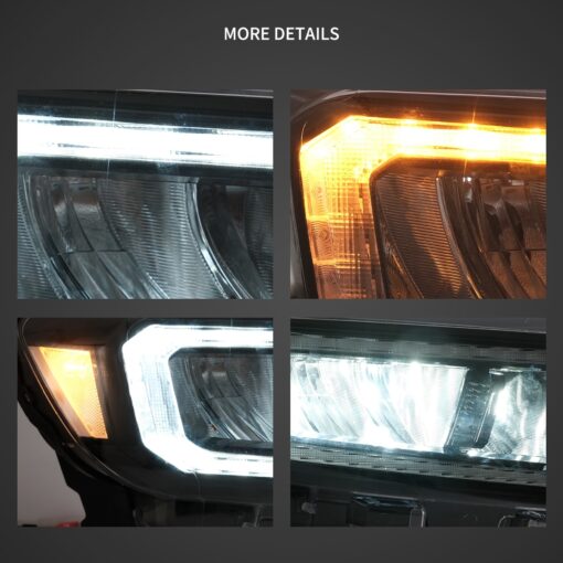 15-21 Ford Ranger 3th Gen P375 [International Types] LED Reflection Bowl HeadLights Chrome - Image 8