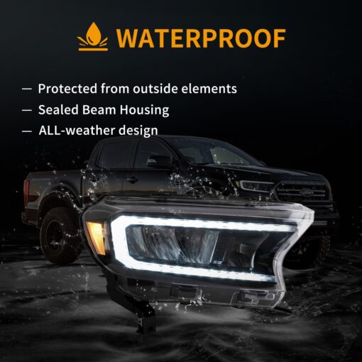 15-21 Ford Ranger 3th Gen P375 [International Types] LED Reflection Bowl HeadLights Chrome - Image 10