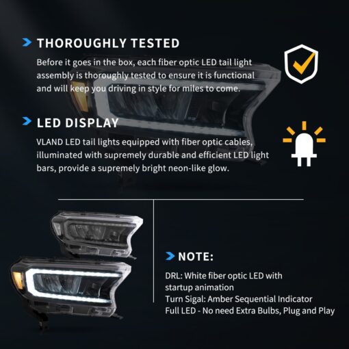 15-21 Ford Ranger 3th Gen P375 [International Types] LED Reflection Bowl HeadLights Chrome - Image 11