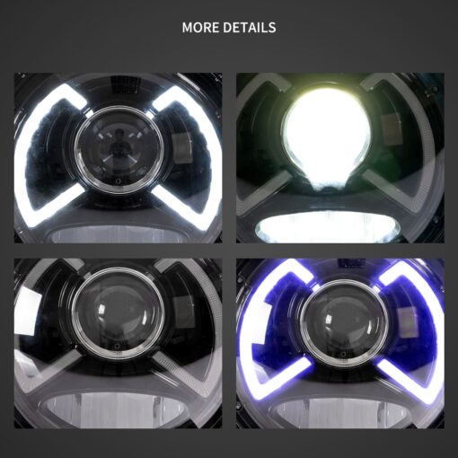 18-Present Jeep Wrangler 4th Gen (JL) &19-Present Jeep Gladiator (JT) Full LED Dual Beam Projector Headlights With Blue Breath Light Black - Image 8