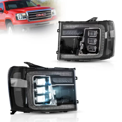 07-13 GMC Sierra 2th Gen (GMT902)LED Matrix Projector HeadLights Black