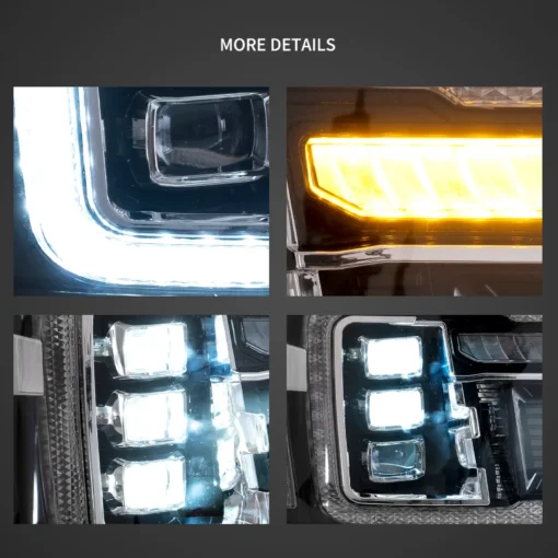07-13 GMC Sierra 2th Gen (GMT902)LED Matrix Projector HeadLights Black - Image 2