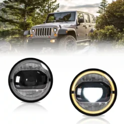 07-17 Jeep Wrangler JK 7 Inches LED Dual Beam Projector Headlights With Amber Turn Signal