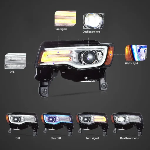 14-22 Jeep Grand Cherokee (WK2) Headlights Full LED With Startup Animation/ Blue DRL - Image 7