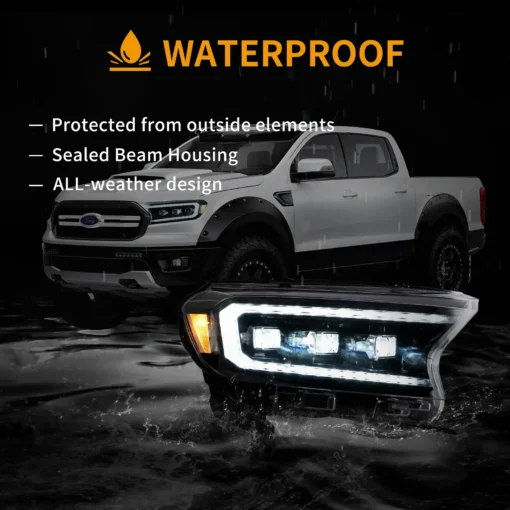 19-23 Ford Ranger [US Types] LED Matrix Projector HeadLights Black - Image 8