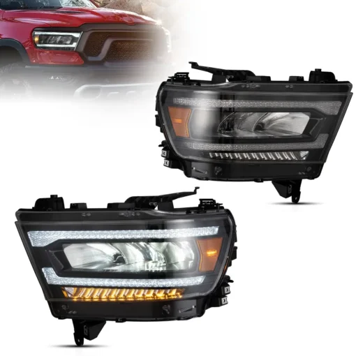 19-24 Dodge Ram 1500 5th Gen (DT) LED Reflection Bowl HeadLights Chrome - Image 6