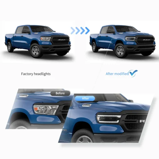 19-24 Dodge Ram 1500 Full LED Headlights - Image 6