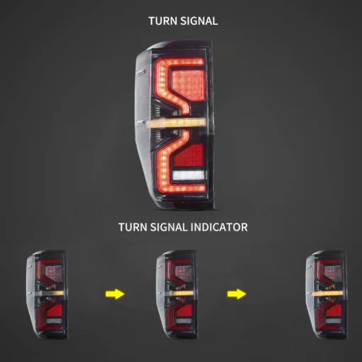 12-22 Ford Ranger LED Upgrade Tail Lights With Amber Sequential Turn Signal (Not Fit For US Models) - Image 9