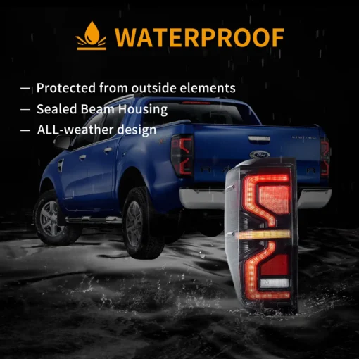 12-22 Ford Ranger LED Upgrade Tail Lights With Amber Sequential Turn Signal (Not Fit For US Models) - Image 12