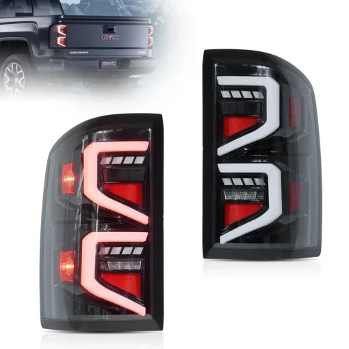 14-18 GMC Sierra 1500 2500HD 3500HD Vland LED Tail Lights With Dynamic Welcome Lighting Clear