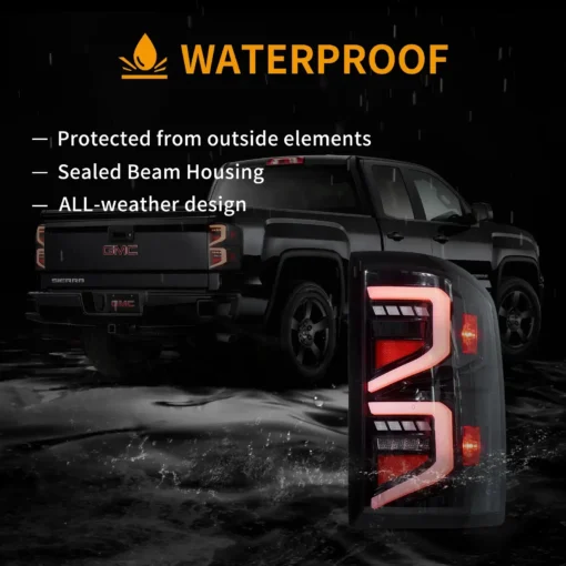 14-18 GMC Sierra 1500 2500HD 3500HD Vland LED Tail Lights With Dynamic Welcome Lighting Clear - Image 9