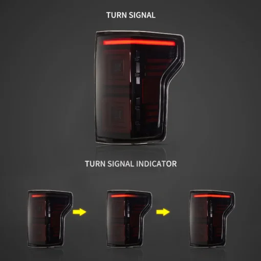 15-20 Ford F150 13th Gen (P552)  LED Upgrade Tail Lights With Red Sequential Turn Signal Smoked - Image 11
