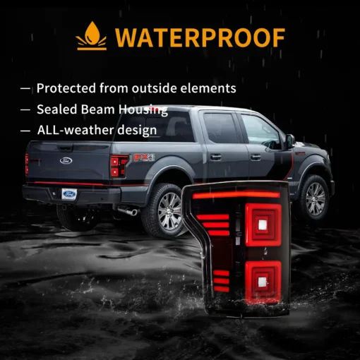 15-20 Ford F150 13th Gen (P552)  LED Upgrade Tail Lights With Red Sequential Turn Signal Smoked - Image 6