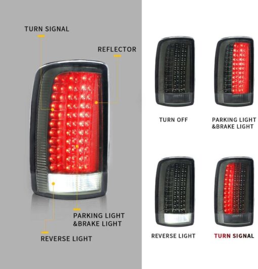 00-06 GMC Yukon Chevrolet Tahoe Suburban LED Tail Lights with Amber Turn Signal - Image 7