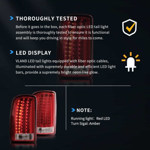 00-06 GMC Yukon Chevrolet Tahoe Suburban LED Tail Lights with Amber Turn Signal - Image 15