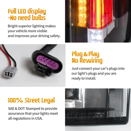 07-14 GMC Yukon Chevrolet Tahoe Suburban 3th Gen (GMT900) LED Tail Lights With Start-up Animation - Image 8